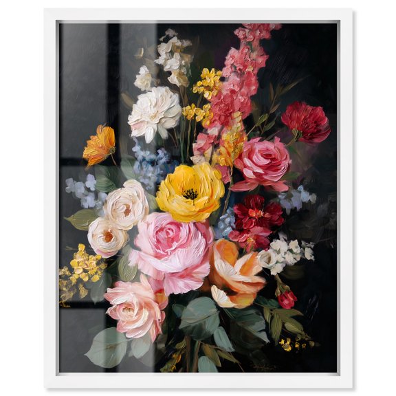 Garden Richness II Shadowbox Print Floral Wall Art by Art Remedy, White Frame, 36 x 45