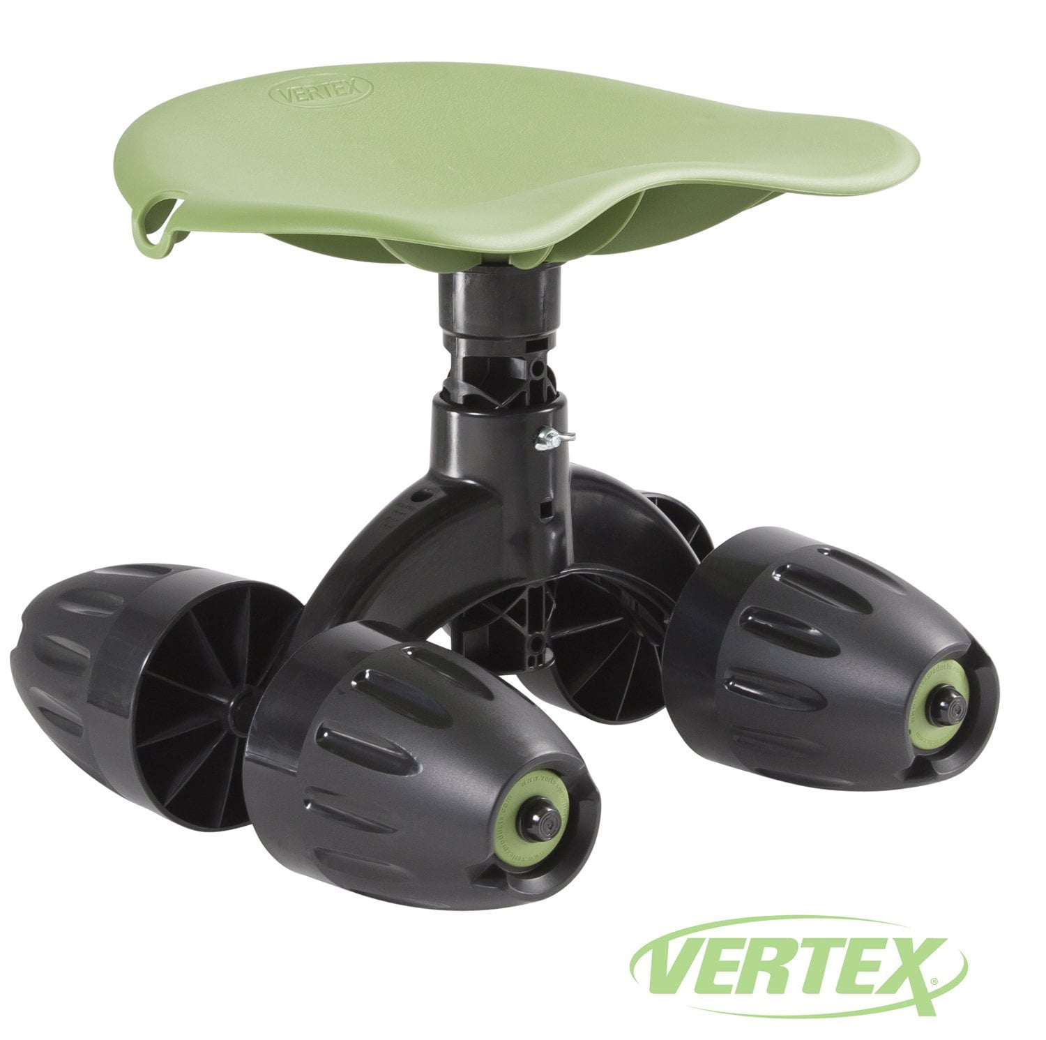Garden Rocker Rolling Comfort Seat By Vertex with height adjustable contoured swivel seat and patented rocking wheels Made In USA Model GB1300