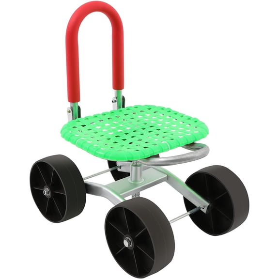 Garden Rolling Work Seat, 360 Rotation Garden Cart Rolling Stool with Adjustable Height, Foldable Backrest, and Breathable Mesh Seat, Rolling Gardens Cart with Seats, 330LB Capacity