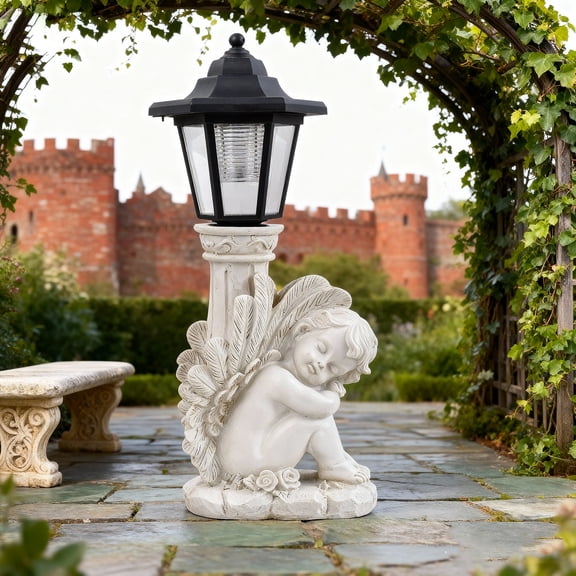 Garden Roman Column Outdoor Solar Light,Solar Lights Outdoor for Garden Yard Patio Pathway,Roman Column Angel Outdoor Solar Light,Solar Lights for Outdoor Garden Decoration Right