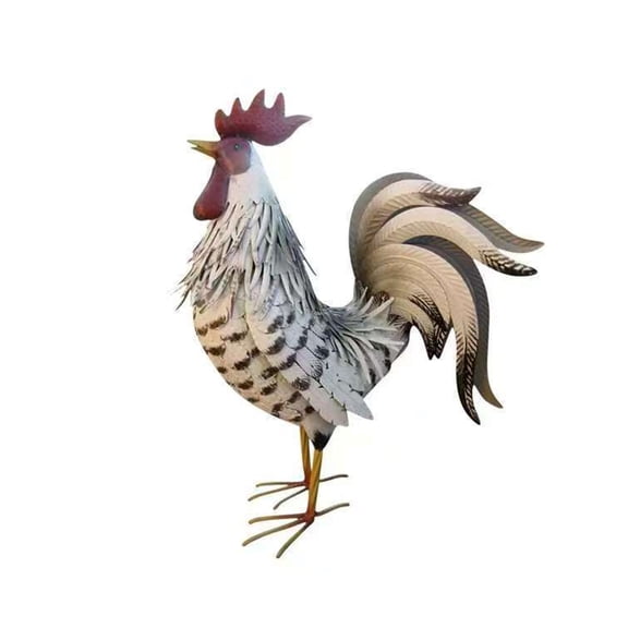 Garden Rooster Stake, Gray Flat Rooster Decoration Outdoor Yard Lawn Pathway Garden Accent, Weather Resistant Decorative Rooster Ground Insert For Farmhouse Patio Outdoor