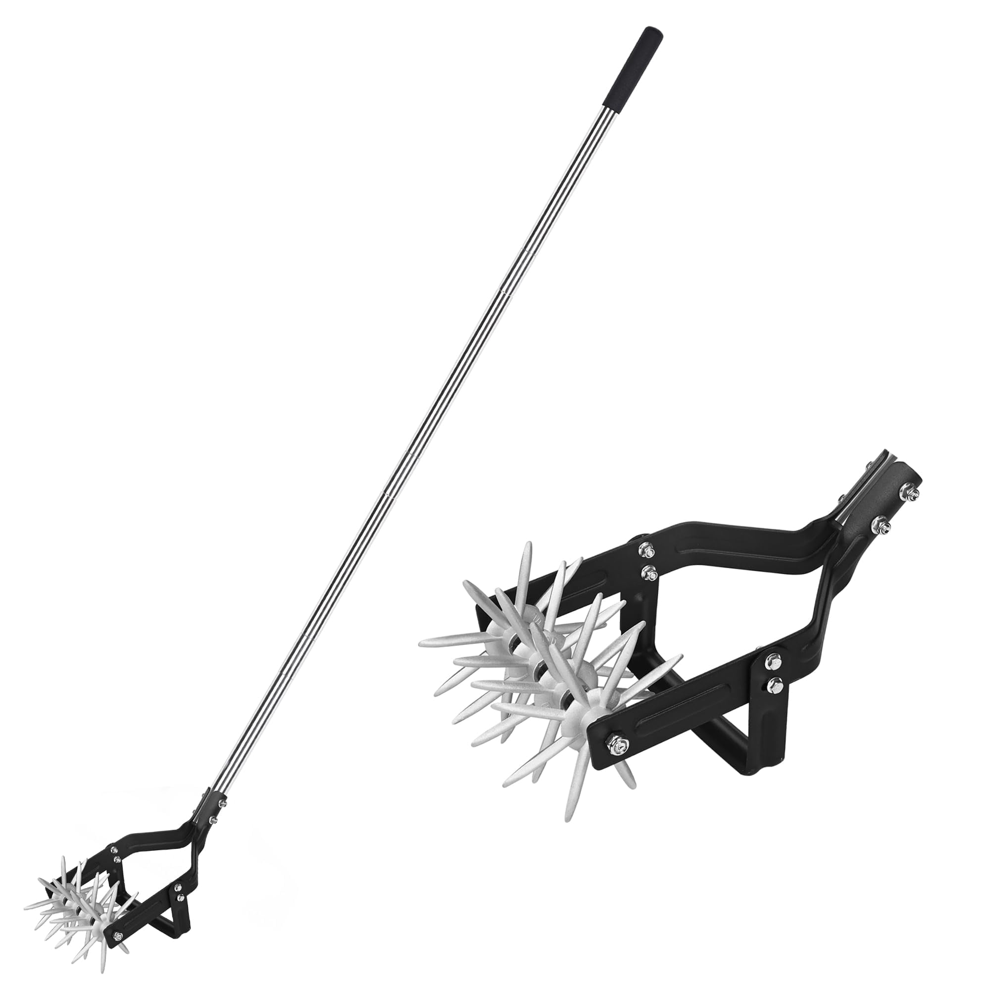 Garden Rotary Cultivator  67-inch Adjustable Handle Sturdy Star Tines 2-in-1 Weeding & Tilling Hand Tiller Ideal For Flower Beds Planters Vegetable Gardens Elevated Planter