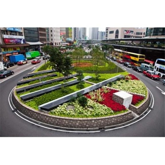 Garden Roundabout Hong Kong China Poster Print by Julie Eggers Danitadelimont - 38 x 25 in.