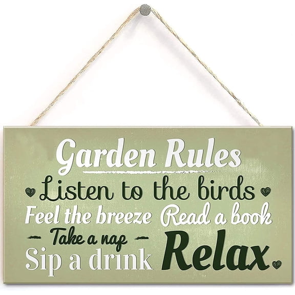 Garden Rules Novelty Hanging Plaque Summer House Sign Garden Shed Friendship Gift 10x5 Inch