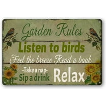 Garden Rules Sign,Vintage Garden Metal Tin Signs Plaque for Home Yard Garden Porch Patio Shed Decor 12''x8''