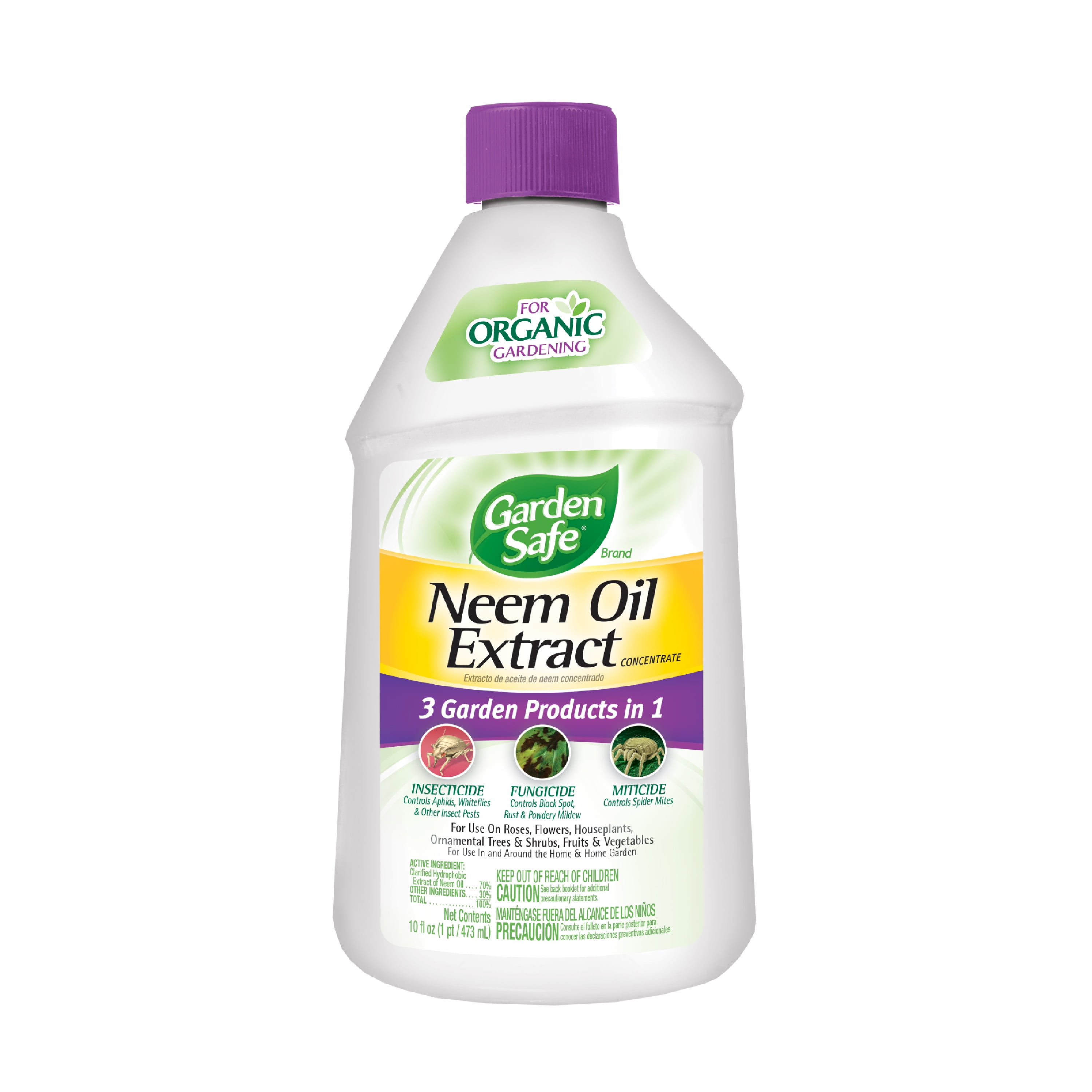 Garden Safe Neem Oil Extract Concentrate for Organic Gardening, Controls Aphids, White Flies, 10