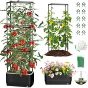 Self Watering Rectangular Tomato Planter with Trellis, 1PC for Indoor Outdoor Garden Patio (Rectangular, 1PC)