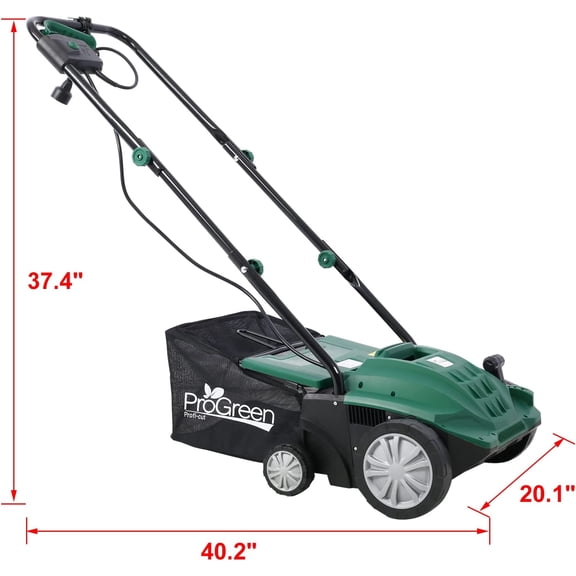 Garden Scarifier 13INCH Electric Dethatcher with Removable Bag, Ultra-Light Push Lawn Tool for Thatch Removal