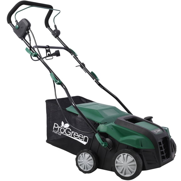 Garden Scarifier, 2-in-1 16-Inch Electric Dethatcher & Scarifier, 15 Amp Motor, with 58QT Removable Collection Bag, Adjustable Height Settings