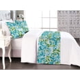 thumbnail image 1 of Garden Scene Bed Runner Set, Colorful Design Peony Pattern With Leaves Greenery Springtime Print, Decorative Bedding Scarf & 2 Pillow Shams for Hotels Homes, Queen, Pale Azure Blue Green, by Ambesonne, 1 of 3