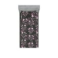 thumbnail image 1 of Garden Scene Fitted Sheet & Pillow Sham Set, Springtime Inspired Floral Boho Silhouette Modern Minimalist Art, Decorative Printed 2 Piece Bedding Decor, Twin, Mauve Rose Charcoal Grey, by Ambesonne, 1 of 2