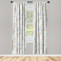 Garden Scene Window Curtains, Soft Tones Flowers Boho Pattern Springtime Inspired Neutral Art, Lightweight Decor 2-Panel Set with Rod Pocket, Pair of - 28"x63", Lavender Blue Warm Taupe, by Ambesonne