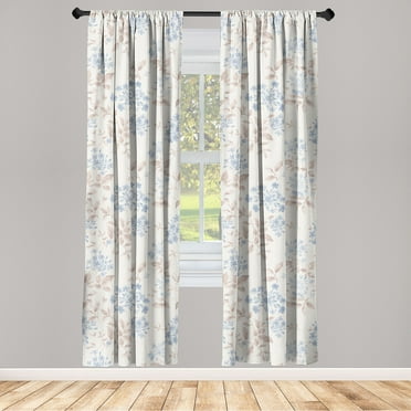 Garden Scene Window Curtains, Soft Tones Flowers Boho Pattern Springtime Inspired Neutral Art, Lightweight Decor 2-Panel Set with Rod Pocket, Pair of - 28"x63", Lavender Blue Warm Taupe, by Ambesonne