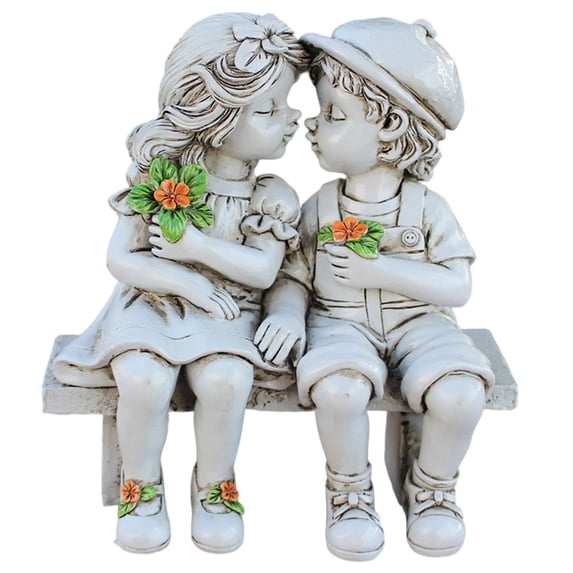 Garden Sculptures And Statues Resin Craft Sitting Boy Girl Figurine Ornament For Living Room Decorative Art Piece
