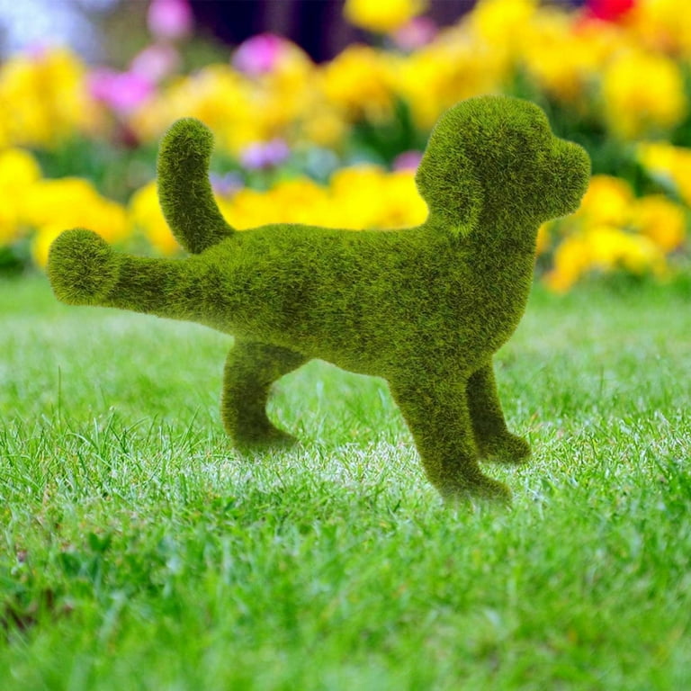 Garden Sculptures Statues Decorative Peeing Dog Topiary Green Simulation Flocking Puppy Ornament Walmart