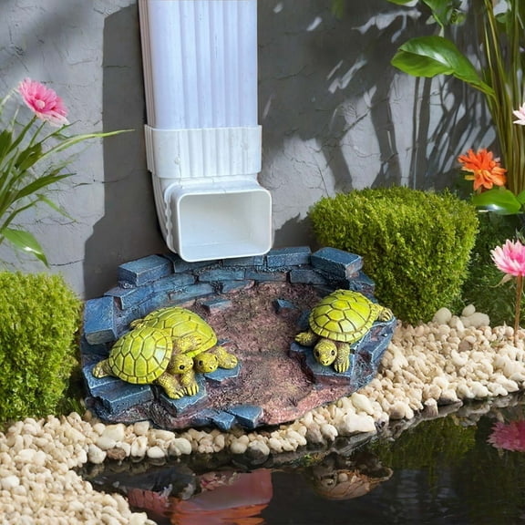 Garden Sculptures and Statues Gutter Downspout Turtle Block Animal Sculpture Decoration Figurine Home Rainwater Patio Accessories