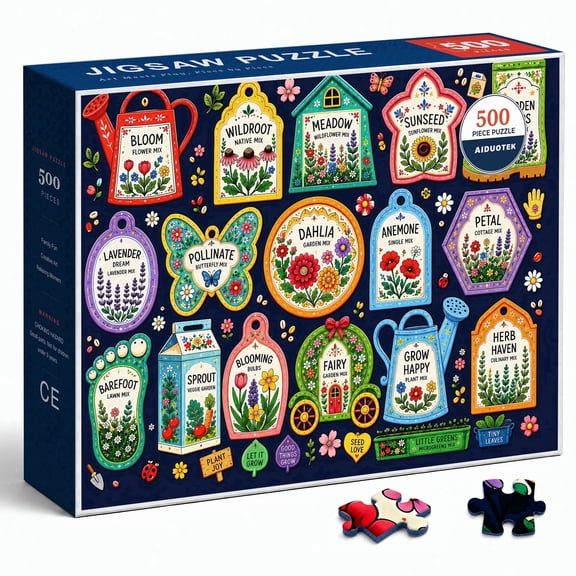 AIDUOTEK Flower Puzzles for Adults 500 Pieces, Garden Seed Labels