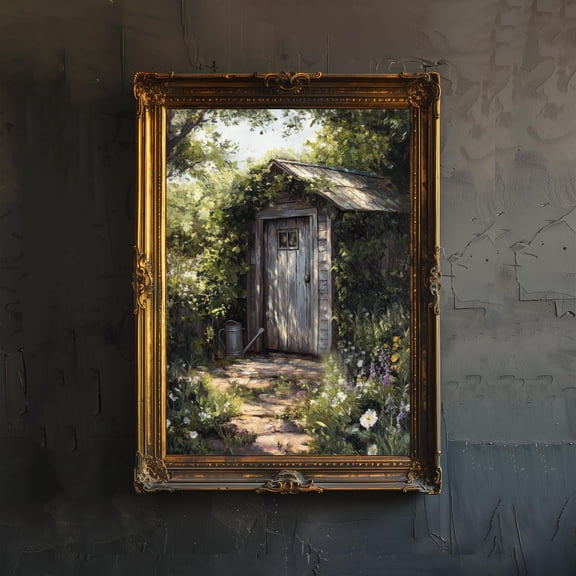 Garden Shed Art Print Cottagecore Decor Rustic Countryside Wall Art Vintage Nature Poster for Cozy Homes and Nature Inspired Spaces