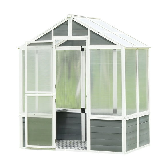 Garden Shed With Greenhouse Function: 48.21''w, Convenient Installation Outdoor Polycarbonate Greenhouse: 84.25''h, Withstand Various Weather Conditions