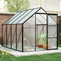 Garden Sheds 6x8 FT Polycarbonate Greenhouse Raised Base and Anchor Aluminum Heavy Duty Walk-in Greenhouses for Outdoor Backyard in All Season,Outdoor Sheds