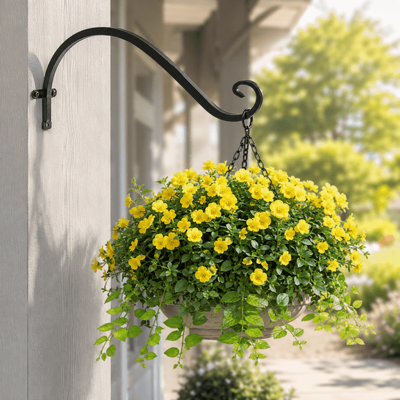 Garden Shepherd Hooks, 12 inch 2 Pack Black Heavy Duty Metal Wall Mount Hooks for Outdoor Bird Feeders Planters Lanterns Garden Decor