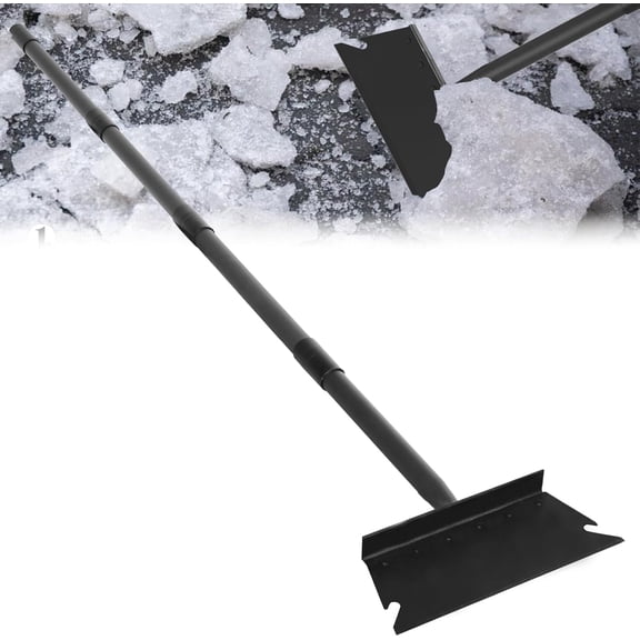 Garden Shovel, Floor Scraper, Ice Scraper, 59 Inch Adjustable Heavy Duty Snow Scraper Long Handle, Garden Flat Shovel for Lawn Edging Weeding Digging Snow Removal and Ice Scraping