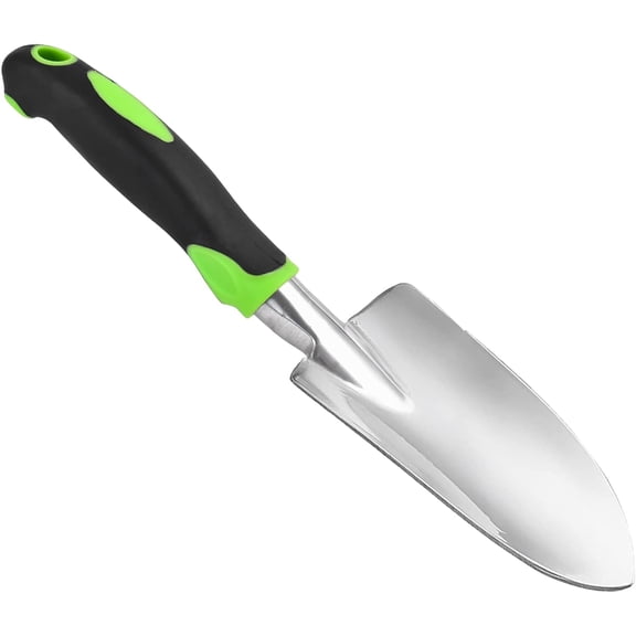Garden Shovel Hand Trowel Mini Tools Cast-Aluminum Heavy Duty Gardening Tool Soft Rubberized Non-Slip Handle Potting for Planting, Transplanting, Weeding, Digging Soil (Green)