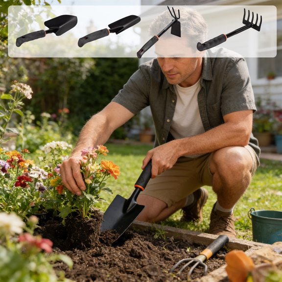 Garden Shovel Iron Hand Tool Heavy-Duty Flower & Vegetable Transplanter Ergonomic Handle, Multiple Sizes (11-12 In) Outdoor Planting, Yard, Potted Soil Digging