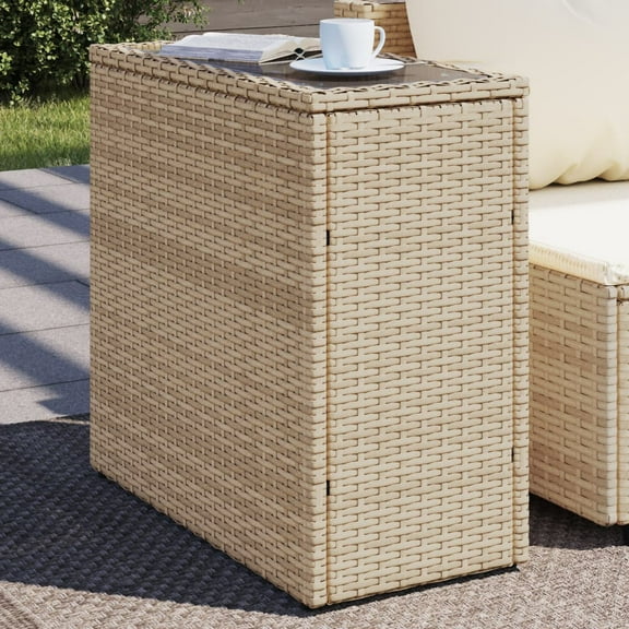 vidaXL Garden Side Table Beige, Black