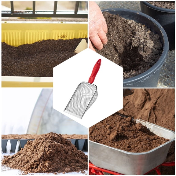 Garden Sieve Stainless Steel Mesh | Portable Sand Screen Shovel | Durable Metal Compost Sifting Tool | Ergonomic Non-Slip Handle | 2.8mm Mesh | 1 Pack