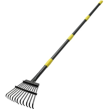 BsBsBest  11 Tines Rake for Leaves, Garden Small Leaf Rake for Lawns, 60 inches Long 8.5 inchese Wide Adjustable Metal Yard Rake