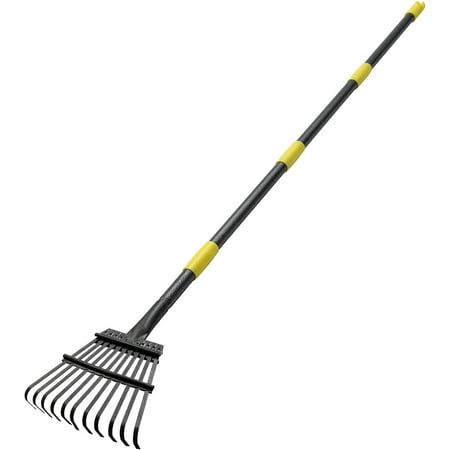BsBsBest 11 Tines Rake for Leaves, Garden Small Leaf Rake for Lawns, 60 inches Long 8.5 inchese Wide Adjustable Metal Yard Rake