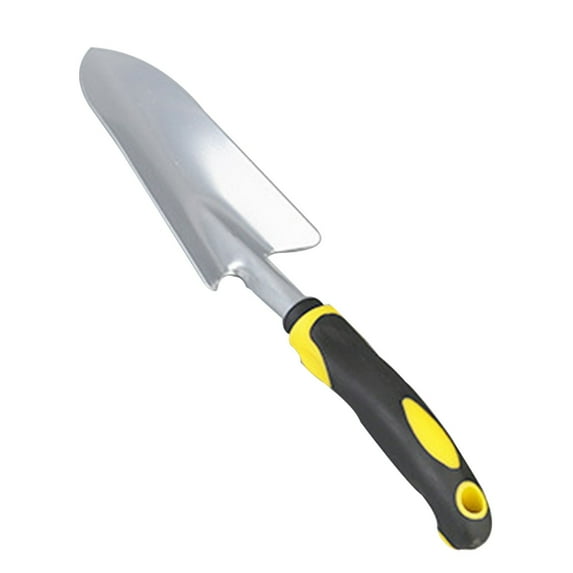 Garden Small Shovel Hand Trowel with Yellow and Black Handle for Outdoor Potting Transplanting and Soil Prep Heavy Duty Steel Gardening Tool Silver Gray