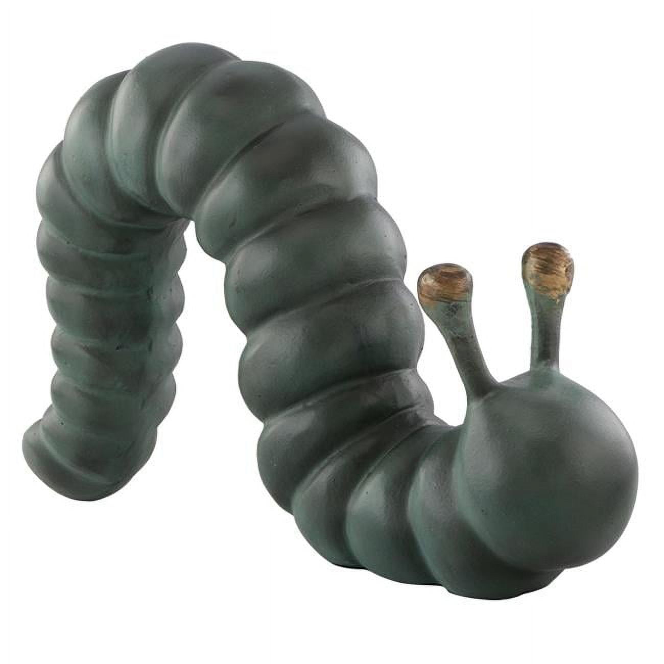 Hand-Cast Green Aluminum Caterpillar Garden Sculpture