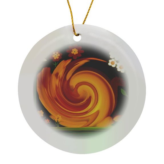 3drose, Garden Snail, Circle Porcelain Ornament