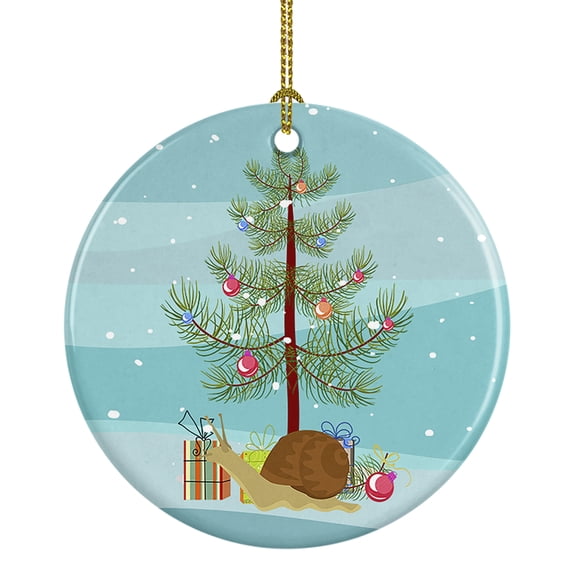 Garden Snail Merry Christmas Ceramic Ornament