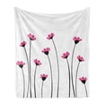 thumbnail image 1 of Garden Soft Flannel Fleece Blanket, Pink Daisy Blossoms Flowery Field Meadow Inspired Romantic Scenic Nature Print, Cozy Plush for Indoor and Outdoor Use, 60" x 80", Pink Black White, by Ambesonne, 1 of 5