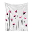 thumbnail image 1 of Garden Soft Flannel Fleece Blanket, Pink Daisy Blossoms Flowery Field Meadow Inspired Romantic Scenic Nature Print, Cozy Plush for Indoor and Outdoor Use, 70" x 90", Pink Black White, by Ambesonne, 1 of 5