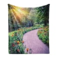 thumbnail image 1 of Garden Soft Flannel Fleece Blanket, Spring Landscape with Colorful Tulips Keukenhof Garden in Netherlands Horticulture, Cozy Plush for Indoor and Outdoor Use, 50" x 60", Multicolor, by Ambesonne, 1 of 5