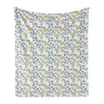 thumbnail image 1 of Garden Soft Flannel Fleece Throw Blanket, Colorful Abstract Botany Illustration with Dark Blue Leaves on Off White Backdrop, Cozy Plush for Indoor and Outdoor Use, 60" x 80", Multicolor, by Ambesonne, 1 of 5