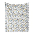 thumbnail image 1 of Garden Soft Flannel Fleece Throw Blanket, Colorful Abstract Botany Illustration with Dark Blue Leaves on Off White Backdrop, Cozy Plush for Indoor and Outdoor Use, 50" x 70", Multicolor, by Ambesonne, 1 of 5