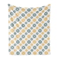 thumbnail image 1 of Garden Soft Flannel Fleece Throw Blanket, Lively Wildflowers Daisies Retro Fashion Spring Nature Print, Cozy Plush for Indoor and Outdoor Use, 60" x 80", Almond Green Mustard, by Ambesonne, 1 of 6