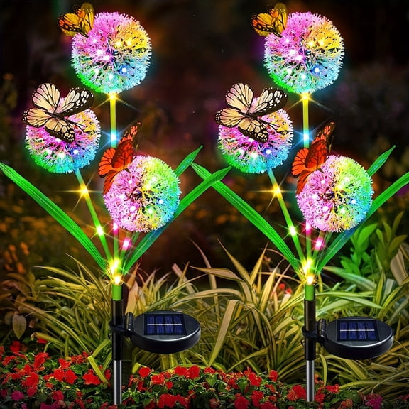 Garden Solar Flowers Outdoor Waterproof IP65, Waterproof Garden Decor for Yard Patio Pathway Lawn, Gardening Gifts for Women,Decorative Outdoor Garden, Yard, Pathway, Flower Bed (3-Pack, Colorful)
