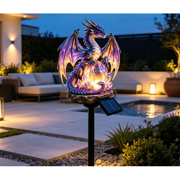 Garden Solar Light,Dragon Legacy Golden Ember Edition, Resin Dragon Solar Light, Waterproof Outdoor Decor, Night Glow Dragon Garden Statue For Lawn Flower Bed Patio Garden Decor For Outside