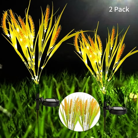 Garden Solar Light Wheat Ear Decor - [2 Pack] Waterproof Solar Powered Stake Light, Outdoor Landscape Path Light for Garden, Lawn, Patio Decor