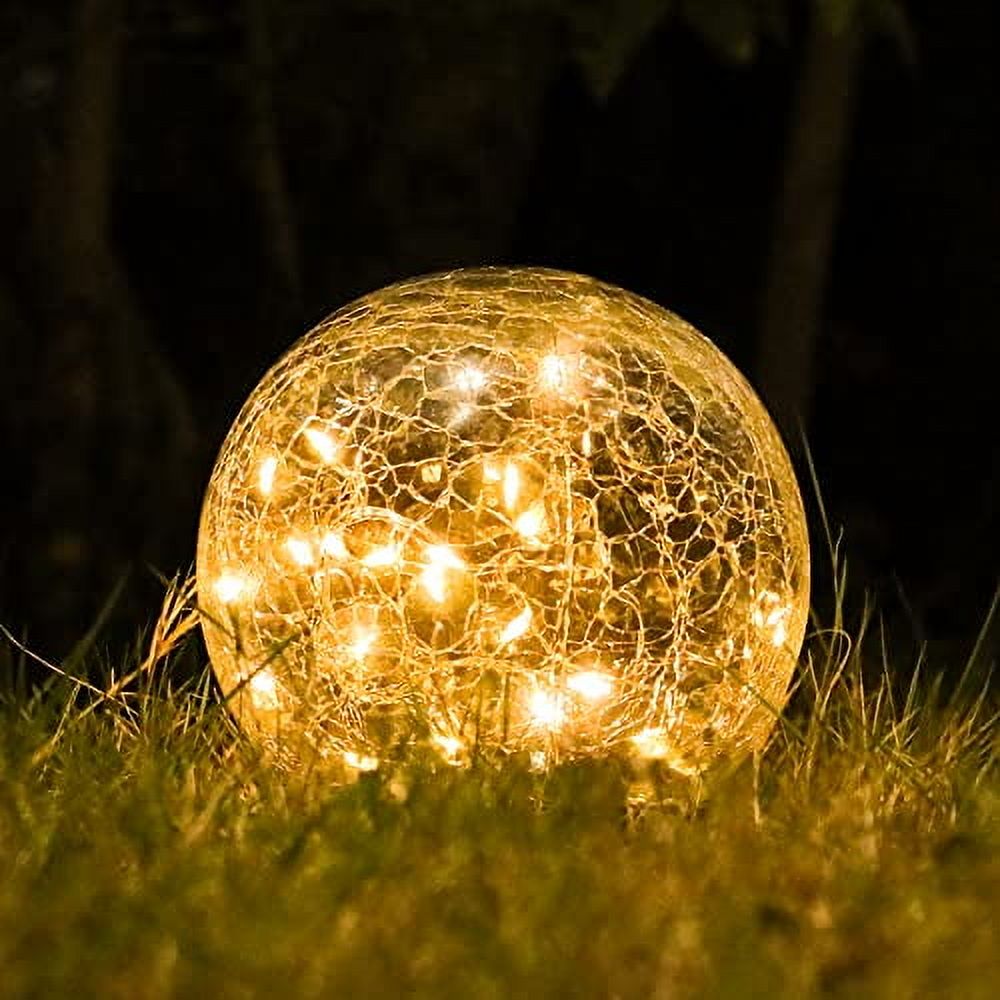 Garden Solar Lights Cracked Glass Round Ball Light Decorative LED
