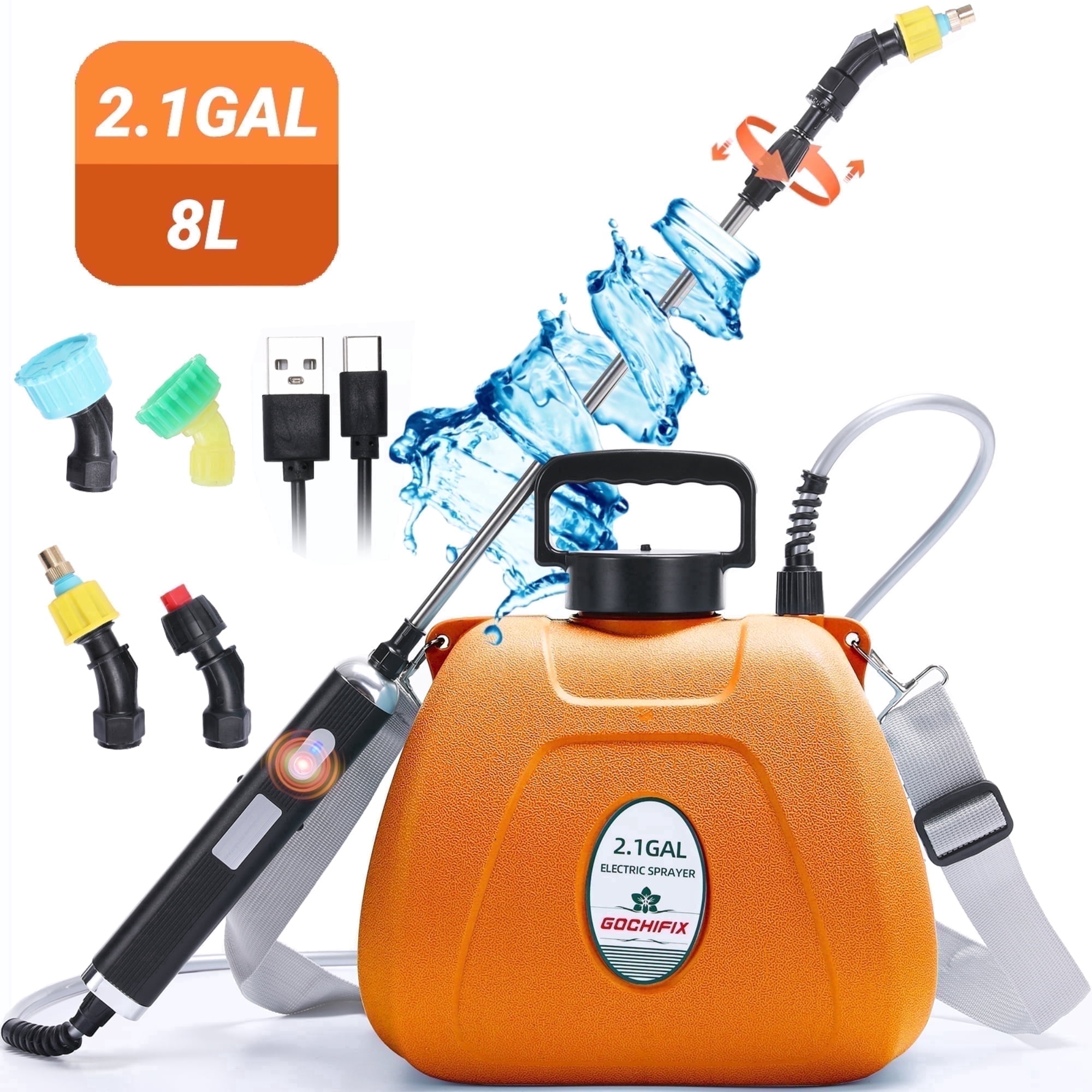 Unbranded Electric Sprayer 2 Gallon / 8L with 6 Nozzles