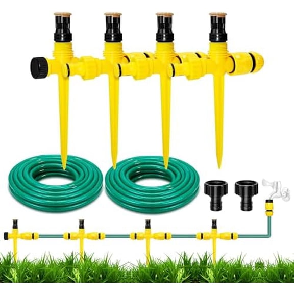 Garden Sprinkler, 360Rotation Lawn Sprinklers, Garden Above Ground Sprinkler System Kit, Large Area Coverage, Watering Systems for Yard, Large Garden Watering System with 52.5FT Hose$$Garden & Patio
