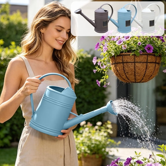 Garden Sprinkler Watering Can - Long Spout Pot Watering Tools, Detachable Spray Nozzle, Plastic Plant Waterer, Efficient Gardening Gear, Blue, Ccwuwei