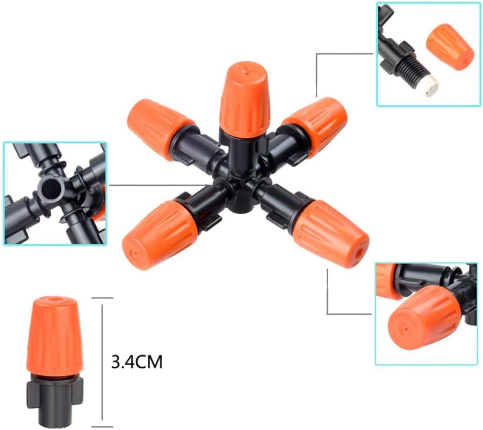 Garden Sprinklers Drip Sprinkler Head 5Head Misting Spray Nozzle 360